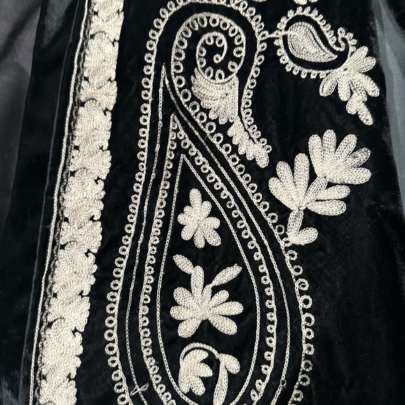 Free People Black and Cream Embroidered Trench Coat - Picture 4 of 8